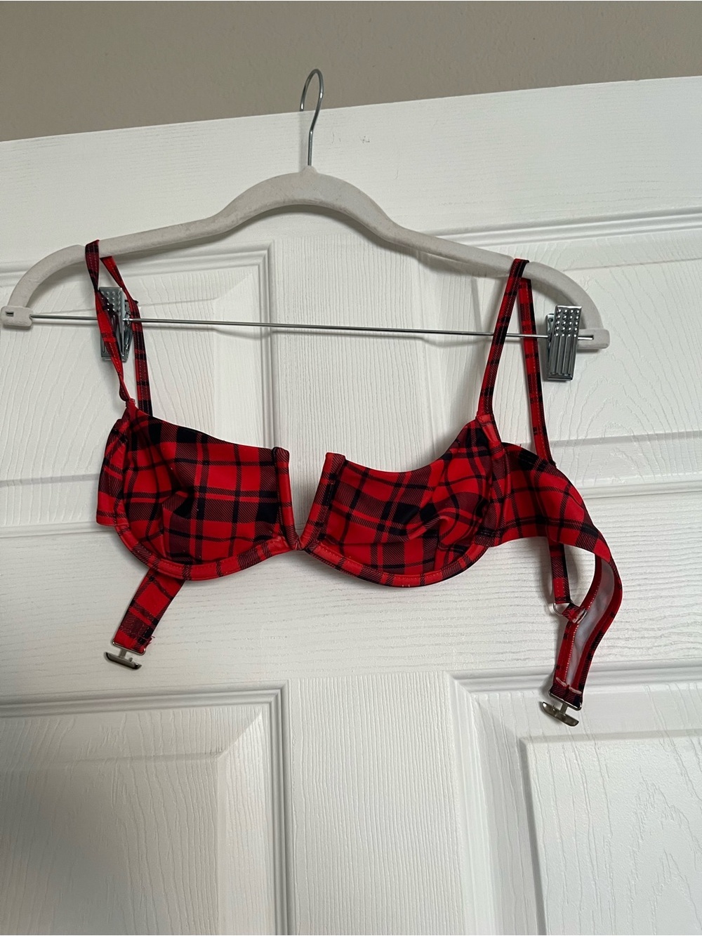SHEIN Red and Black Plaid Underwire Bikini Set - Picture 2 of 2